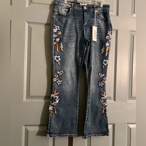 Sandpiper Floral Embroidered Bootcut Jeans